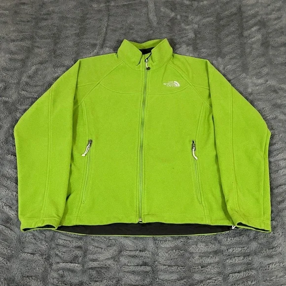 The North Face Womens Fleece Jacket Lime Green Windwall Full Zip L G - Picture 3 of 8